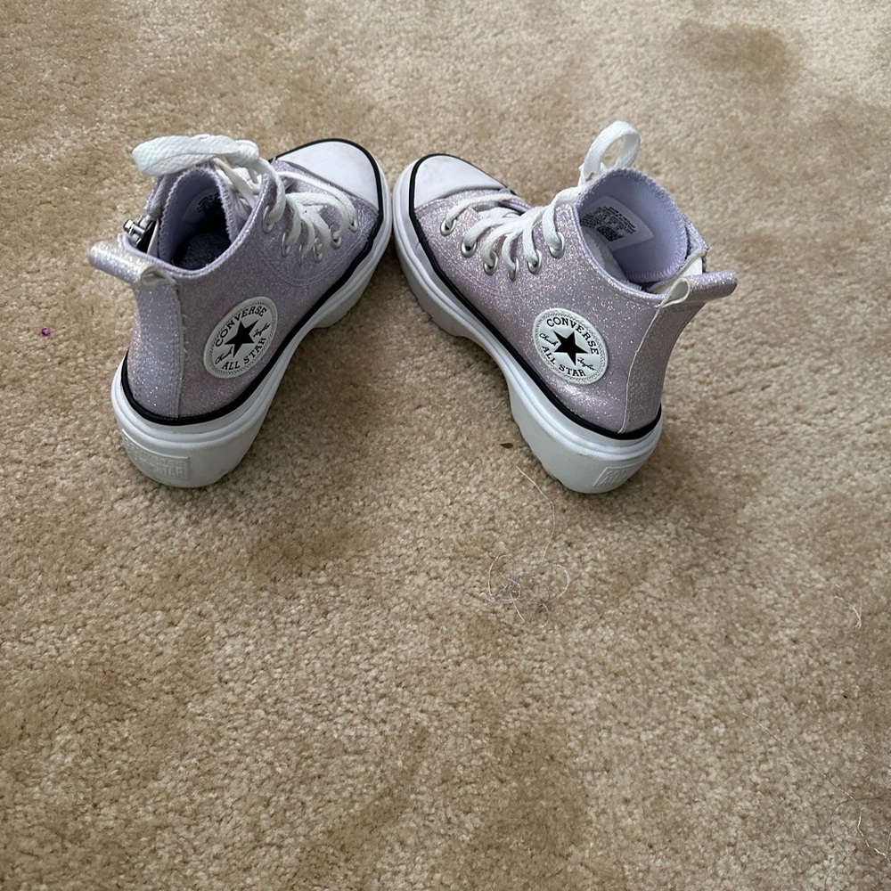Kids converse sparkly purple and pink sneakers gently worn